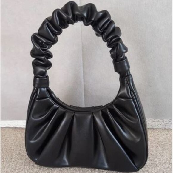 JW PEI GABBI RUCHED HOBO BAG MATTE BLACK VEGAN LEATHER BNWOT - Picture 1 of 12